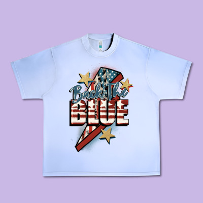 Back The Blue Urban Heavy Tee Designed By Fadigitalartstudio