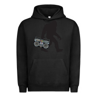 Pigment Black bigfoot beatbox boom box retro   bigfoot boom box Urban Hoodie - DesigneFamous