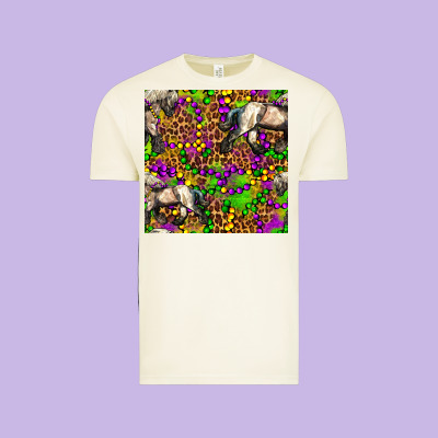 Mardi Gras Leopard Horse Seamless Pattern Vintage Tee Designed By Fadigitalartstudio