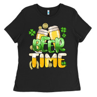 Black St.Patrick's Beer time Ladies Tee - HowdyJamesFarm