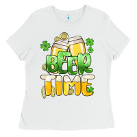 White St.Patrick's Beer time Ladies Tee - HowdyJamesFarm