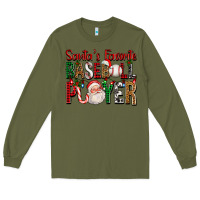 Army Green santa's favorite baseball player for christmas Long Sleeve Tee - FaDigitalArtStudio