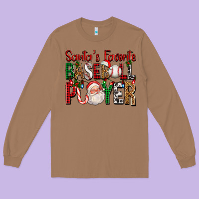 Santa's Favorite Baseball Player For Christmas Long Sleeve Tee Designed By Fadigitalartstudio