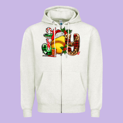 Joy With Softball Zipper Hoodie Designed By Adodesignshop