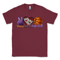 Burgundy peace love basketball Classic Tee - HowdyJamesFarm