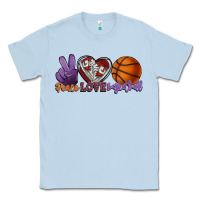 Dusty Blue peace love basketball Classic Tee - HowdyJamesFarm