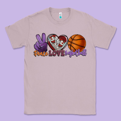 Peace Love Basketball Classic Tee Designed By Howdyjamesfarm