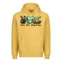 Antique Gold Camouflage Peace Love Striped Bass Premium Hoodie - LillyAllenDesigns