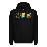 Black Camouflage Peace Love Striped Bass Premium Hoodie - LillyAllenDesigns
