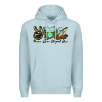 Blue Mist Camouflage Peace Love Striped Bass Premium Hoodie - LillyAllenDesigns