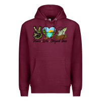 Burgundy Camouflage Peace Love Striped Bass Premium Hoodie - LillyAllenDesigns