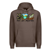 Coffee Camouflage Peace Love Striped Bass Premium Hoodie - LillyAllenDesigns