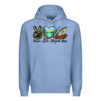 Colony Blue Camouflage Peace Love Striped Bass Premium Hoodie - LillyAllenDesigns
