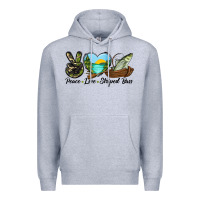 Heather Grey Camouflage Peace Love Striped Bass Premium Hoodie - LillyAllenDesigns