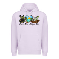 Lilac Camouflage Peace Love Striped Bass Premium Hoodie - LillyAllenDesigns