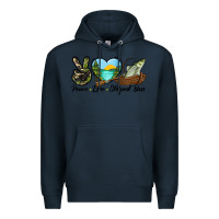 Navy Camouflage Peace Love Striped Bass Premium Hoodie - LillyAllenDesigns