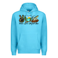 Ocean Blue Camouflage Peace Love Striped Bass Premium Hoodie - LillyAllenDesigns