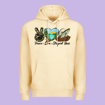 Camouflage Peace Love Striped Bass Premium Hoodie Designed By Lillyallendesigns