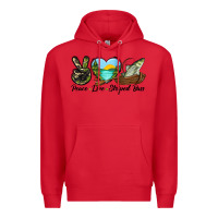 Red Camouflage Peace Love Striped Bass Premium Hoodie - LillyAllenDesigns