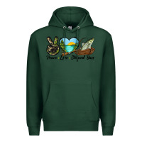 Sports Green Camouflage Peace Love Striped Bass Premium Hoodie - LillyAllenDesigns