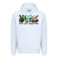 White Camouflage Peace Love Striped Bass Premium Hoodie - LillyAllenDesigns