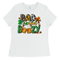 White Bad and boozy St. Patrick's Day Ladies Tee - CowGirlArtShop