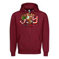 Burgundy joy with baseball and christmas gift and candies Zipper Hoodie - AdoDesignShop