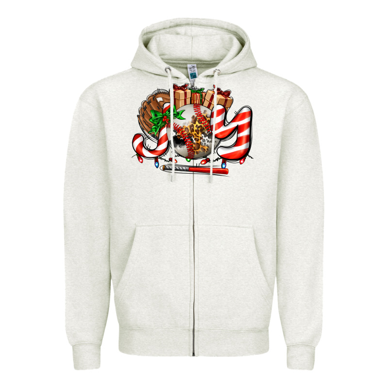 Joy With Baseball And Christmas Gift And Candies Zipper Hoodie by AdoDesignShop | Teevron