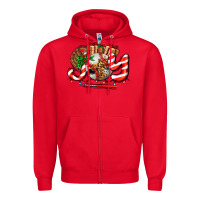 Red joy with baseball and christmas gift and candies Zipper Hoodie - AdoDesignShop