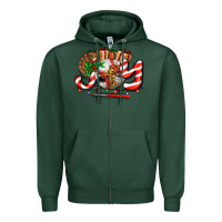 Sports Green joy with baseball and christmas gift and candies Zipper Hoodie - AdoDesignShop