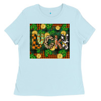 Baby Blue st patricks day lucky clover and coins Ladies Tee - CowGirlArtShop