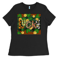 Black st patricks day lucky clover and coins Ladies Tee - CowGirlArtShop