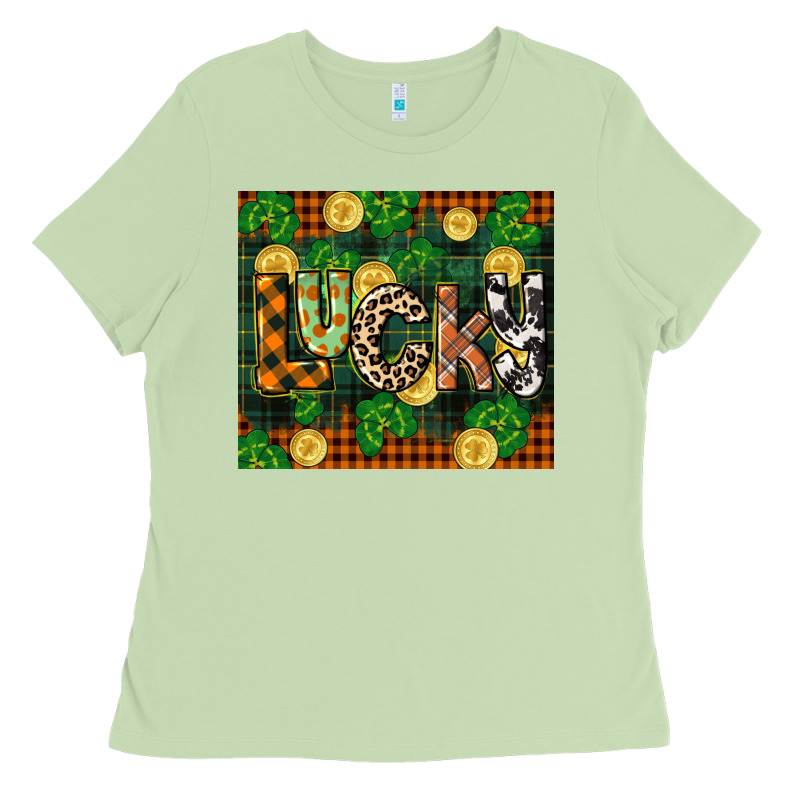 St Patricks Day Lucky Clover And Coins Ladies Tee by CowGirlArtShop | Teevron