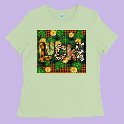 St Patricks Day Lucky Clover And Coins Ladies Tee Designed By Cowgirlartshop