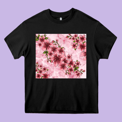 Hibiscus Flowers With Glitter Heavy Core Tee Designed By Tumblerdesignbyshophia