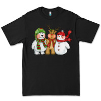 Black christmas polar bear reindeer and snowman Premium Tee - CowGirlArtShop