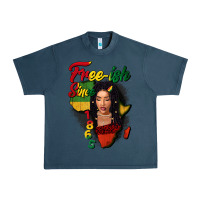 Midnight Navy Free-ish since 1865 black woman Urban Heavy Tee - FaDigitalArtStudio