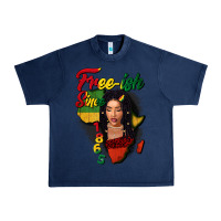 Navy Free-ish since 1865 black woman Urban Heavy Tee - FaDigitalArtStudio