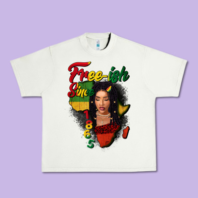 Free-ish Since 1865 Black Woman Urban Heavy Tee Designed By Fadigitalartstudio