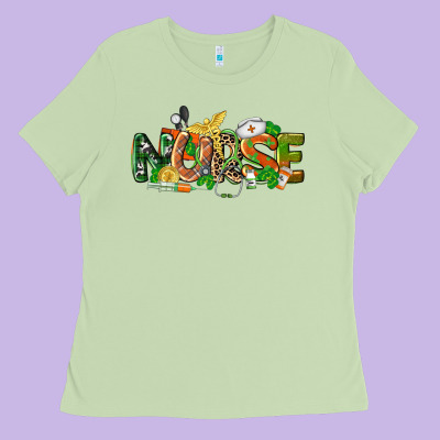 St. Patrick's Day Nurse Ladies Tee Designed By Cowgirlartshop