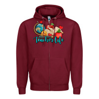 Burgundy teacher life Zipper Hoodie - AdoDesignShop