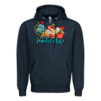 Navy teacher life Zipper Hoodie - AdoDesignShop