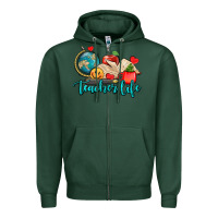 Sports Green teacher life Zipper Hoodie - AdoDesignShop