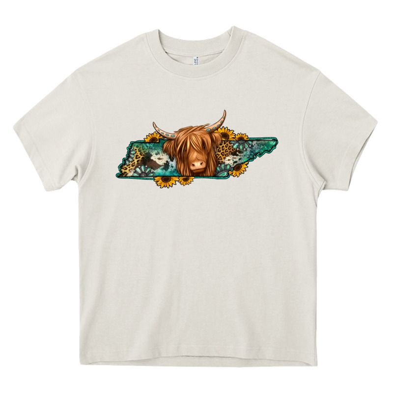 Tennessee Map Long Haired Cow Heavy Core Tee by Jasminsmagicworld | Teevron