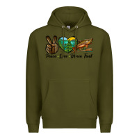Army Green Peace Love Brown Trout Premium Hoodie - LillyAllenDesigns
