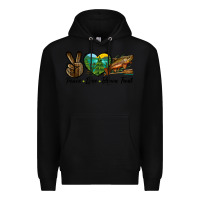 Black Peace Love Brown Trout Premium Hoodie - LillyAllenDesigns