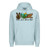 Blue Mist Peace Love Brown Trout Premium Hoodie - LillyAllenDesigns