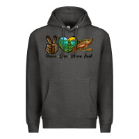 Charcoal Heather Peace Love Brown Trout Premium Hoodie - LillyAllenDesigns
