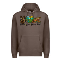 Coffee Peace Love Brown Trout Premium Hoodie - LillyAllenDesigns