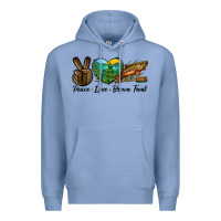 Colony Blue Peace Love Brown Trout Premium Hoodie - LillyAllenDesigns